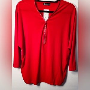 Rhinestone V-Neck Blouse